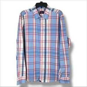 UNTUCKit Mens regular Blue Check Plaid Long Sleeve Casual Button down shirt XL